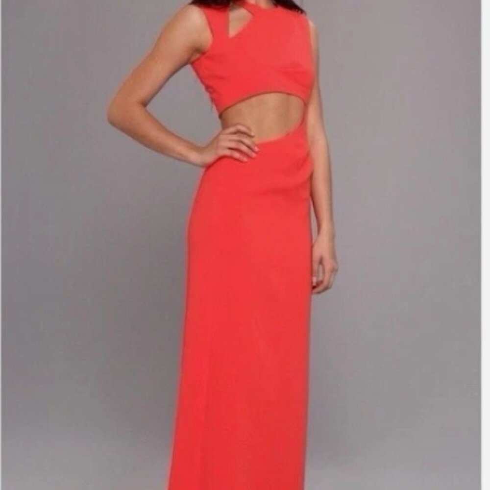 BCBG Max Azria KIMORA Bright Poppy Cutout Neck/Side/Back